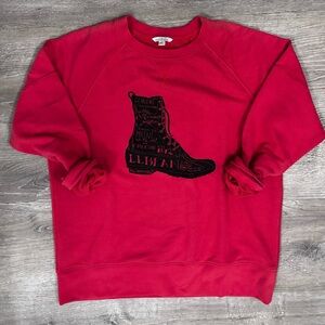 L.L.Bean Signature Graphic Bean Boot Red Crewneck Sweatshirt Women’s XL